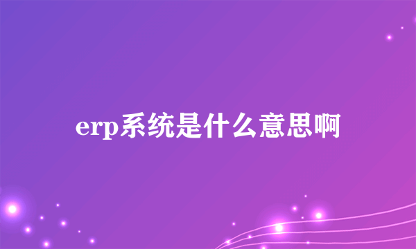 erp系统是什么意思啊