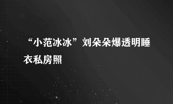 “小范冰冰”刘朵朵爆透明睡衣私房照