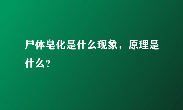 尸体皂化是什么现象，原理是什么？