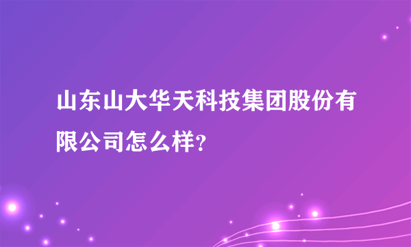 山东山大华天科技集团股份有限公司怎么样？