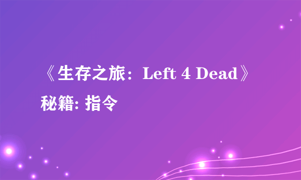 《生存之旅：Left 4 Dead》秘籍: 指令