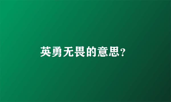 英勇无畏的意思？