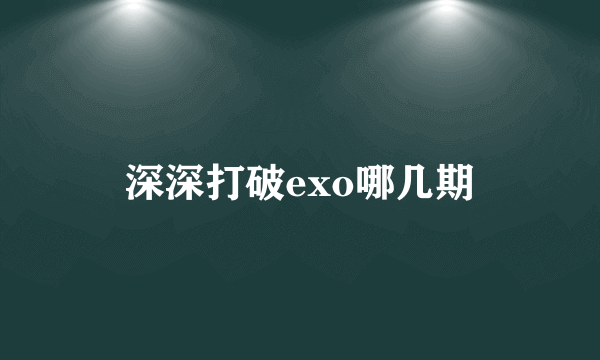 深深打破exo哪几期