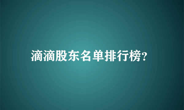 滴滴股东名单排行榜？