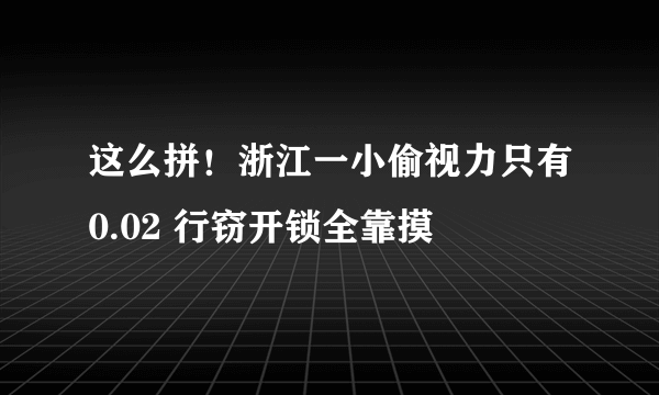 这么拼！浙江一小偷视力只有0.02 行窃开锁全靠摸