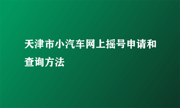 天津市小汽车网上摇号申请和查询方法