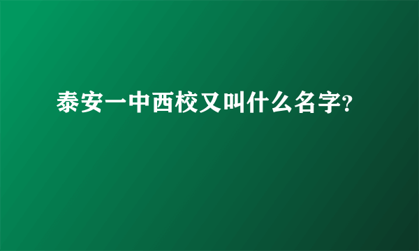 泰安一中西校又叫什么名字？