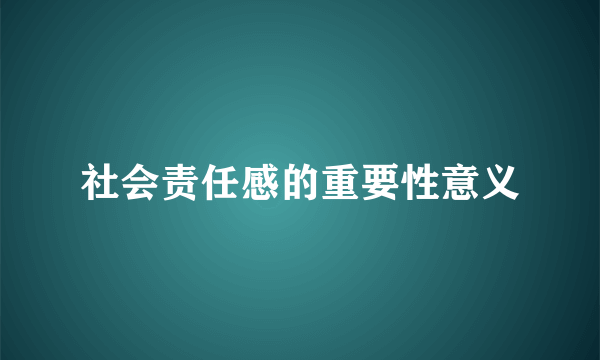 社会责任感的重要性意义