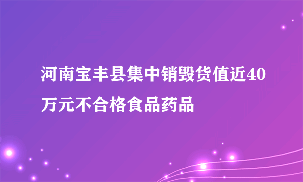 河南宝丰县集中销毁货值近40万元不合格食品药品