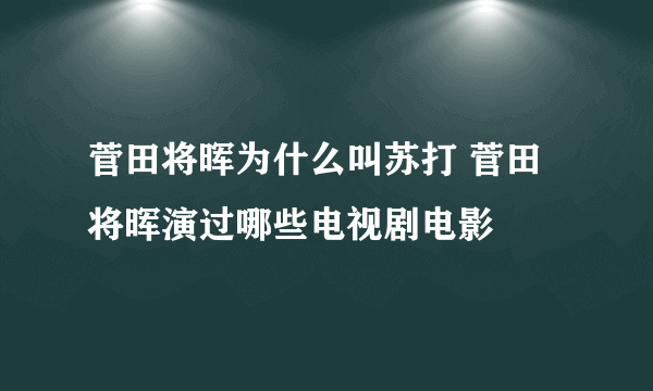 菅田将晖为什么叫苏打 菅田将晖演过哪些电视剧电影