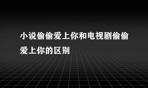 小说偷偷爱上你和电视剧偷偷爱上你的区别