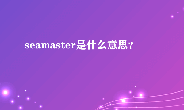 seamaster是什么意思？