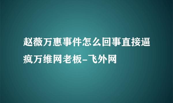 赵薇万惠事件怎么回事直接逼疯万维网老板-飞外网