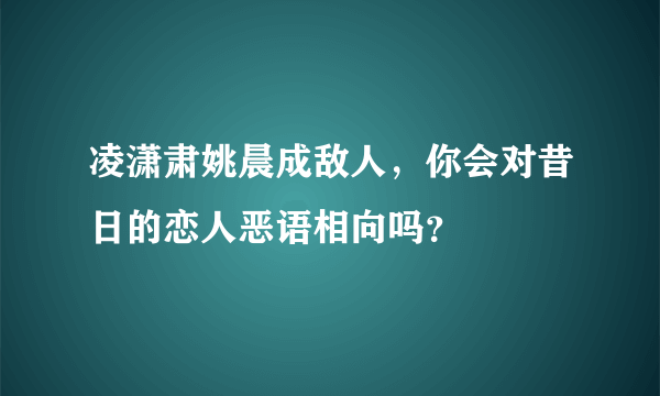 凌潇肃姚晨成敌人，你会对昔日的恋人恶语相向吗？