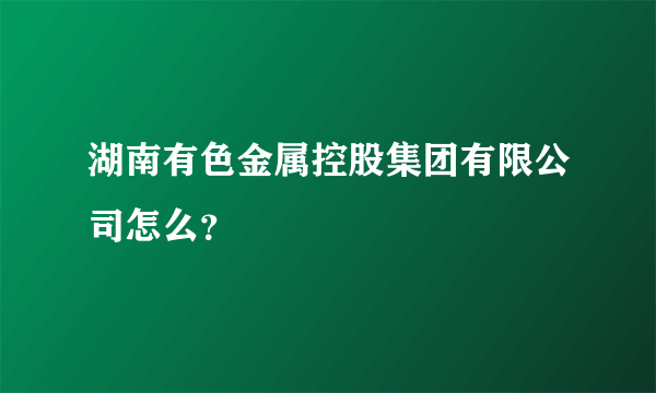 湖南有色金属控股集团有限公司怎么？