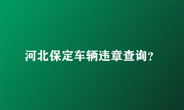 河北保定车辆违章查询？