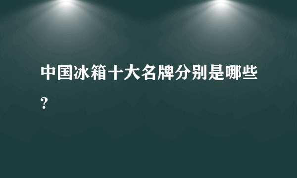 中国冰箱十大名牌分别是哪些？