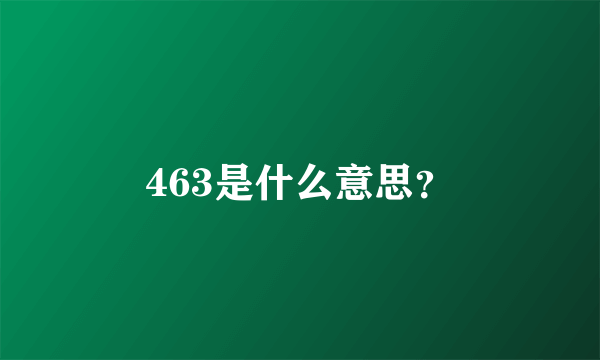 463是什么意思？