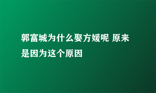 郭富城为什么娶方媛呢 原来是因为这个原因