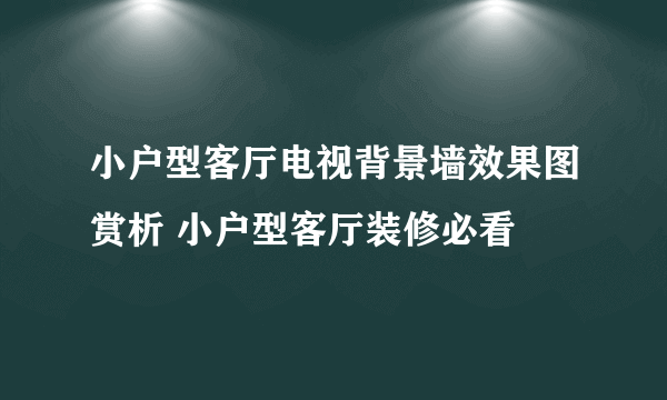 小户型客厅电视背景墙效果图赏析 小户型客厅装修必看