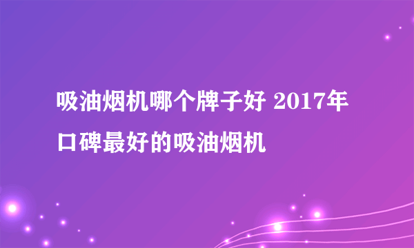 吸油烟机哪个牌子好 2017年口碑最好的吸油烟机