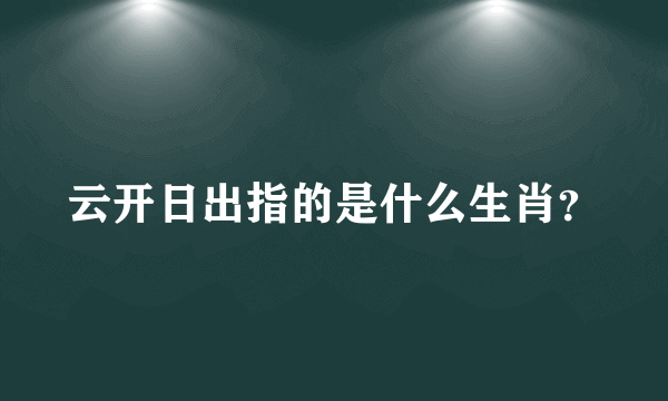 云开日出指的是什么生肖？