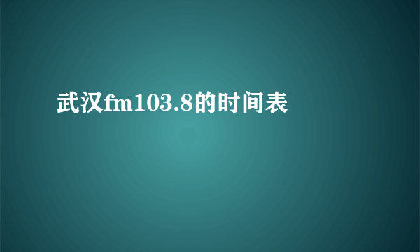 武汉fm103.8的时间表