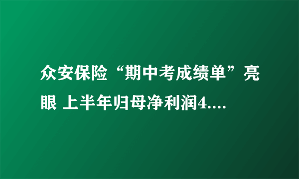 众安保险“期中考成绩单”亮眼 上半年归母净利润4.9亿 同比增长百分之418.8