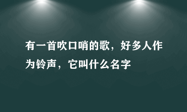 有一首吹口哨的歌，好多人作为铃声，它叫什么名字