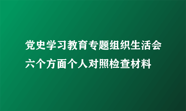 党史学习教育专题组织生活会六个方面个人对照检查材料