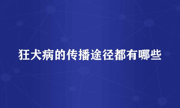 狂犬病的传播途径都有哪些