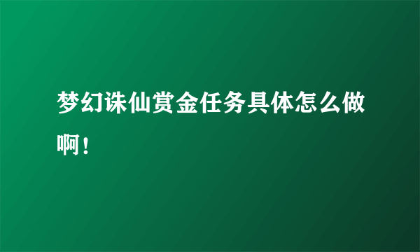 梦幻诛仙赏金任务具体怎么做啊！