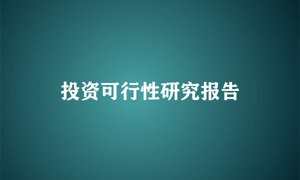 投资可行性研究报告