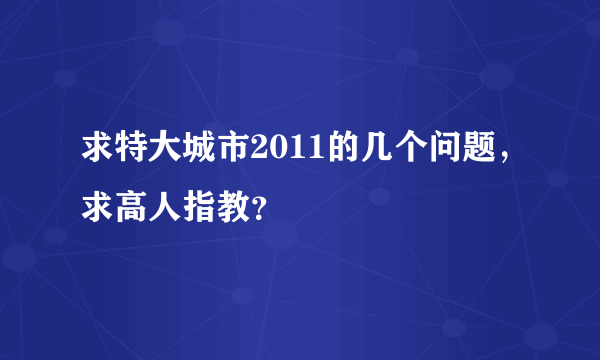 求特大城市2011的几个问题，求高人指教？