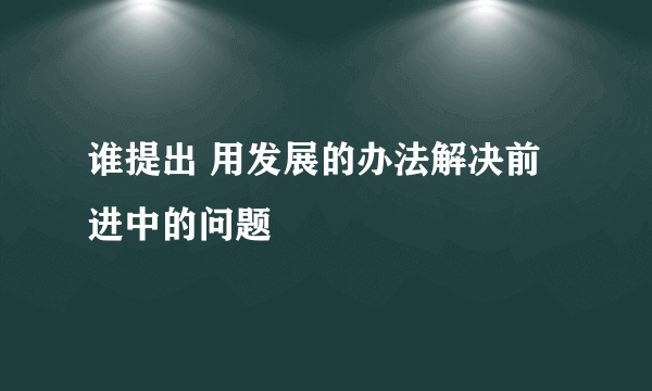 谁提出 用发展的办法解决前进中的问题