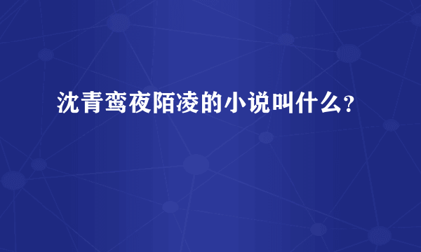 沈青鸾夜陌凌的小说叫什么？