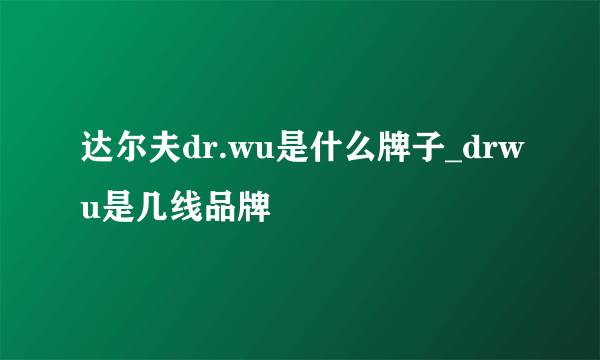 达尔夫dr.wu是什么牌子_drwu是几线品牌