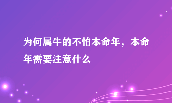 为何属牛的不怕本命年，本命年需要注意什么