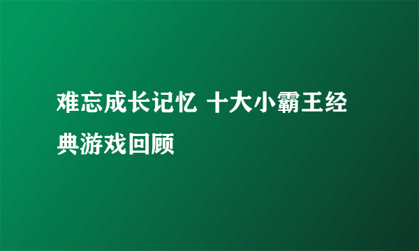 难忘成长记忆 十大小霸王经典游戏回顾