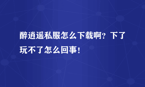 醉逍遥私服怎么下载啊？下了玩不了怎么回事！