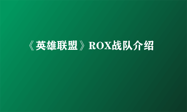 《英雄联盟》ROX战队介绍