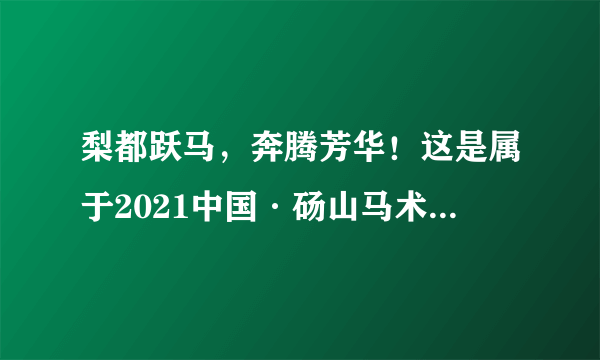 梨都跃马，奔腾芳华！这是属于2021中国·砀山马术耐力锦标赛的色彩！