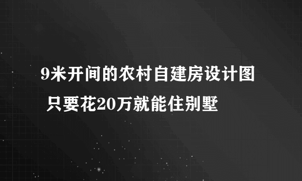 9米开间的农村自建房设计图   只要花20万就能住别墅