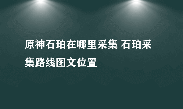 原神石珀在哪里采集 石珀采集路线图文位置