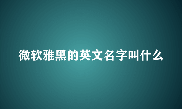 微软雅黑的英文名字叫什么