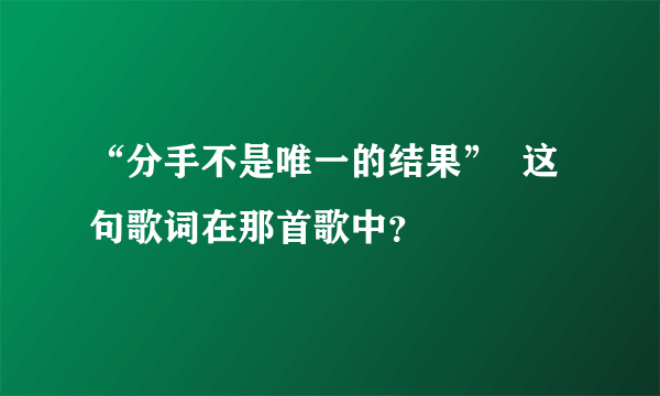 “分手不是唯一的结果”  这句歌词在那首歌中？