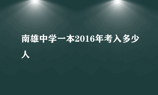 南雄中学一本2016年考入多少人