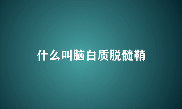 什么叫脑白质脱髓鞘