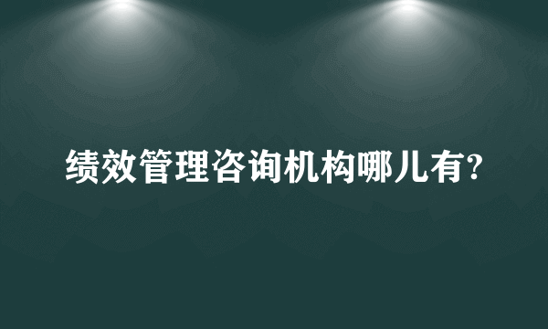 绩效管理咨询机构哪儿有?