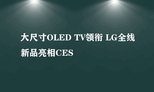 大尺寸OLED TV领衔 LG全线新品亮相CES